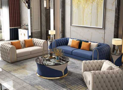 Luxus Wohnzimmer Set 3 tlg Chesterfield Modern Stil Sofagarnitur 3+2+1 Designer